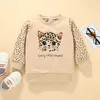 Inverno Crianças Define Casual Manga Longa O Pescoço Impressão Dos Desenhos Animados Cat T-shirt Leopard Calças Cute 2 Pcs Meninas roupas 210629