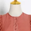 TWOTWINSTYLE Vintage Patchwork Ruffles Women Dresses O Neck Lantern Long Sleeve High Waist With Sashes Dress Female Fashion 210630