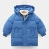 Crianças para baixo casacos para meninos outono jaquetas de crianças com capuz para meninas Candy cor quente 4-12 anos Outerwear roupas 211204