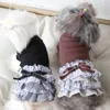 Cute Cake Polka Dot Dress Clothes Autumn Winter Cat Maid Dresses Festival Party Costumes For Puppy Small Pet Doggie