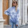 Höst Vinter Jultröja Casual Snowflake Pattern Jacquard Turtleneck Pullover Sticking Shirt Jumper Kvinnors 210514