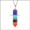 Kettingen hangers 7 chakra pendum steen regenboog pilaar charmes hanger ketting sieraden maken hangende mode groothandel drop levering 20