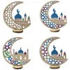 Ornamento da tavolo in legno Ramadan Moon Eid Mubarak Party Home Room Decoration