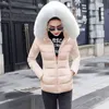 取り外し可能な偽の毛皮のファッションスリムな女性冬のジャケットの綿の豆の暖かい厚い女性のコートショートダウンパーカーレディースジャケット211108