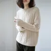 Cashmere Sweater Mulheres cabeça redonda o-pescoço manga comprida solta grossa torção cor sólida blusas de malha tops outono inverno pulôver 210914