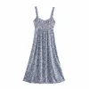 Lato Maxi Sukienka Kobieta Kwiatowy Druk Camis Front Split Beach Sundress Ubrania wakacyjne 210421