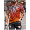 Mens Casual Korte Mouw T-shirts Mannen Mode Kleurrijke Afdrukken T-shirt Jongen Hoge Kwaliteit Hiphop Tees Jeugd Plus Size Street Losse Tops