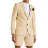 Casual zomer lichtblauw herenpak met korte broek 2 stuk bruidegom strand smoking voor bruiloft mannelijke mode blazer 2021 x0909