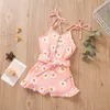 Fille Vêtements Impression Chrysanthème Combinaisons D'été Gallus Pantsuit Coton Pull Princesse Combinaison Doux Et Confortable Vêtements Pour Bébé wmq1282