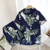 100% Cotton Women's Pajamas Set Eco-friendly Double Cotton Yarn Short Sleepwear Palm Leaf Print Breathable Home Suit for Summer X0526