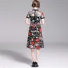 到着ボヘミアン花刺繍半袖パーティードレスビンテージメッシュ夏の女性vestido 210520