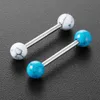 Stone Tongue Piercing Barbell Stud Nipple Ring Ear Cartilage Tragus Bar Stainless Steel for Men Women Body Jewelry Gift