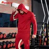 Vêtements de sport ROEGADYN Printemps Automne Sweat-shirt pour hommes Muscle Fitness Sweats à capuche Top Sports de plein air Noir Rouge Blanc Manches longues Sweat à capuche décontracté Hommes