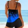 Damska Stroje Kąpielowe Plus Rozmiar Drukuj Strappy Wstecz Tankini Set Dwa kawałek Swimsuits Swimdress 2021 Kobieta Summer Beach Wear Swim Siatek S-XXL