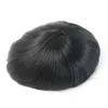 Hållbart tunt system Naturliga europeiska Toupee PU Hårersättning för män Wig V Looped Pure Handmade Ever Beauty6350396