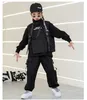 4-16 anni Bambini Hip Hop Autunno Abbigliamento Nero Bianco Top Gilet Pantaloni da ballo per ragazze Ragazzi Costumi di danza Abiti da ballo X0902