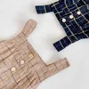 Automne hiver né infantile bébé garçons filles grille barboteuses et vêtements de chapeau vêtements pour enfants 210429