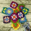 DIY crochet doilies multicolor copos quadrados quadrado tapetes decoração artesanal crochet copo pad 9cm roupas de lã remendo 50 pcs / lote 210706