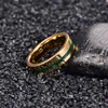 6mm goud gepolijst ingelegd malachiet stalen wolfraam carbide ring heren mode bruiloft sieraden beste geschenk