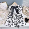 Gooporson Zomer Mode Koreaanse Kinderen Jurken Voor Meisjes Bloem Boog Tie Backless Princess Jurk Peuter Kostuum Parel Vestidos 210715