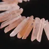 Environ 60 pièces/brin de perles de pendentif en Quartz rose brut naturel percé sur le dessus, bijoux en perles en vrac à pointe de cristal de roche