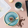 Ceramic Coffee Mug Spoon Saucers Porcelain Nordic Style Household Cup Set Luxury Latte Milk Afternoon Tea Snack Plate Gift Cups &