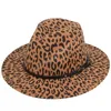 Chapeau Fedora léopard pour hommes et femmes, chapeau Fedora décontracté en feutre, casquette Panama, Jazz Top Caps