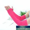 Korean Version of Long Knitted Woolen Gloves Fluorescent Flat Needle Half-finger Gloves Warm Autumn and Winter Arm Cover