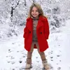 가을 패션 캐주얼 아기 소녀 옷깃 재킷 양고기 양모 두꺼운 솔리드 컬러 겉옷 느슨한 코트 어린이 따뜻한 옷 211204