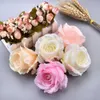 30PCS Silk Blooming Pink White Roses Artificial Flower Head For Wedding Decoration DIY Wreath Gift Scrapbooking Big Craft 210706