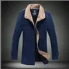 Konijnenbont trenchjassen mannen casual dikke warme mouwen mens jas oversized winter windjack overjas grote zak 210524