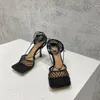 Tacchi firmati Donna tacco alto SPARKLE STRETCH Sandali Pantofole Moda Pelle Strass Mesh Sandalo diapositive Designer Ladie WYPM # 2022 Alta qualità