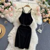 Kore Bahar Ve Yaz Moda Kadınlar Seksi Kolsuz Ince Gece Kulübü Kısa Paket Kalça Elbise Vestidos R550 210527