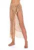 Womens Sexy Sheer Hollow Out Beach Maxi Knit Skirt Split Borlas Beachwear Verão Crochet Cobrir Saias Y0820