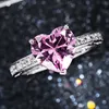 Crystal Heart Zircon Rings Band Finger for Women Copper Ring Girl Girl Fanlentine's Gift Fashion Jewelry Will and Sandy