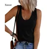 Summer U Collar Rib Knitted Vest Women 2022 Oversized Sleeveless Tank Casual Fashion T-Shirt Girl Clothing T Shirts Top Women's