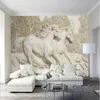 Anpassat hem 3D Stereo Relief White Horse Wallpaper Väggmålningar Vattentät Modern tapet för vardagsrum