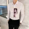 Designer Shirts Mężczyźni Z Długim Rękawem Print Casual Mężczyźni Sukienka Koszule Camisa Masculina Formalna Streetwear Bluzka Społeczna Homme 210527
