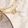 IPARAM модное ожерелье с толстым кулоном-цепочкой из искусственного жемчуга в Корейском стиле с геометрическим нерегулярным жемчугом и металлической цепочкой-воротником, женское ожерелье