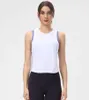 Lu Lu Lemen Sleeveショートヨガタンクトップスルーズフィットメッシュバックプリーツしわのない袖なしベストジムの服女性ブラウスランニングフィットネストップシャツ