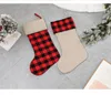 2 Style Boże Narodzenie Snowflake Stocking Red Black Lattice Skarpety Kominek Wisiorek Santa Claus Candy Bag Festival Party Ozdoby