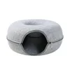 Kattbäddar Möbler Filt Tunnel Nest Donuts Huskorg Pet Cave Bed Toy Warm Puppy Kattunge Sovande Mat Kuddar Husdjur Tillbehör