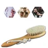 Brosses à cheveux naturel doux poils de chèvre brosse de balayage hommes barbe peigne ovale manche en bois barbier poussière pour outil de nettoyage cassé