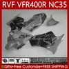 Carrosserie Pour HONDA RVF400R NC35 V4 VFR400 R VFR400R 94 95 96 97 98 80No.121 RVF400 RVF VFR 400 R 400RR Gris noir VFR 400R 1994 1995 1996 1997 1998 VFR400RR 94-98 Juste ing