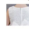 CALDO bianco grande fiocco ragazze abiti per tulle pizzo neonato spettacolo fiore ragazza vestito per matrimonio e compleanno offerta speciale 738 V2