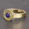 Handmade Vintage Man Rings With Natural Lapis Lazuli Stone Hexagon Copper Rings for Men Pure Gold Color Retro Unique Jewelry 210923606409