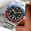 41mm GMT M79830RB-0001 79830 メンズウォッチ アジアン 2813 自動巻きメンズウォッチ ブラック ダイヤル レッド/ブルー ベゼル ステンレススチール ブレスレット 腕時計 Hello_Watch HWTD