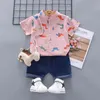 Été enfants garçons vêtements garçon dinosaure imprimé chemise hauts Denim Shorts nouveau-né bébé enfant en bas âge garçon tenues 1 2 3 4 ans 2103221998074