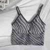 Moda Contraste Cor Zebra Padrão Sling Feminina Moda Fashion Cinth Pad Back Back Back Coreano Curto Colete Top 210507