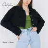 Ordifree höstkvinnor denim jacka långärmad mode streetwear casual lös outwear kort rippad jeans jacka coat 210722
